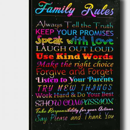 Картина Family Rules Black 70x100