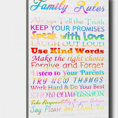Картина Family Rules White 50x70