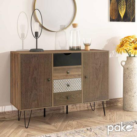 Бюфет Boho  с четири чекмеджета в цвят орех 122x39,5x86см