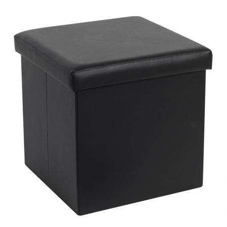Табуретка-бакна Crystal  pu черна 38x38x38см