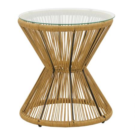 Маса Mabil  ратан естествено стъкло D50x55см