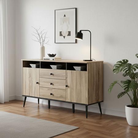 Бюфет Zezan  в цвят sonoma-тъмносив 140.5x41.5x80см