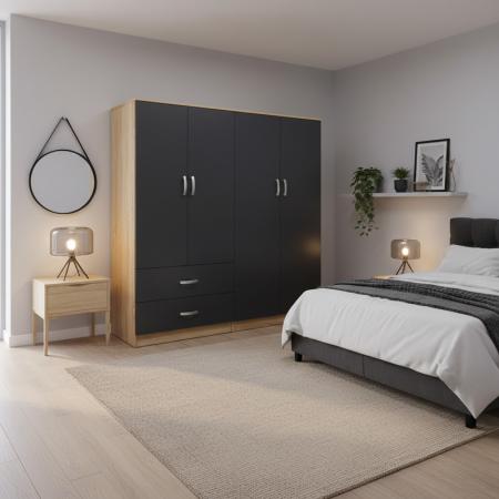 Четирикрилен гардероб Athos  sonoma-antracit 160x42x180см