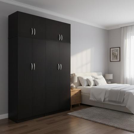 Четирикрилен гардероб с таванско помещение Athos I  венге 160x42x240см