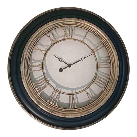 Стенен часовник Nopla Inart в антично черно и златисто, размер 60,2x5,6 см