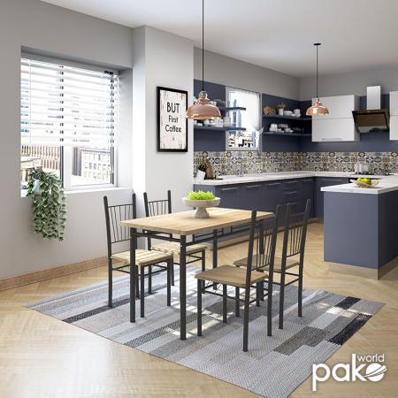 Комплект за хранене Roza  5 части цвят sonoma - крака антрацит мат 120x70x75см